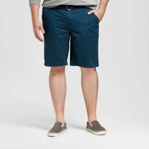 Men's Belted Flat Front Solid Blue 50 - Mossimo Supply Co