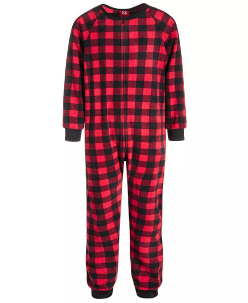 Family Pajamas Little & Big Kids Matching 1-Piece Red Check Printed Pajamas 6-7
