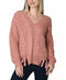 Ultra Flirt Juniors' Lace Up Sweater Blush Size Large