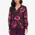Calvin Klein Women's Printed V-Neck Long-Sleeve Blouse Black Multicolor M