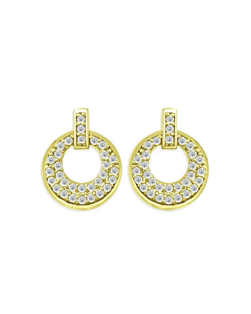 AQUA Pavé Doorknocker Drop Earrings in 18K Gold Plated Sterling Silver