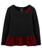 CARTER'S Toddler Girl Plaid Peplum Jersey Top Black w/ Red Plaid Size 5T