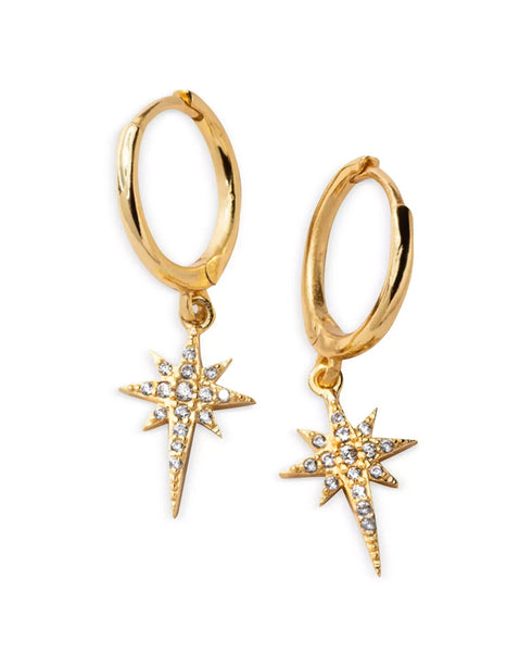 AQUA AQUA Crystal Star Dangle Hoop Earrings