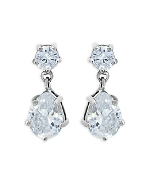 Aqua .925 Sterling Silver Cubic Zirconia Post Drop Earrings