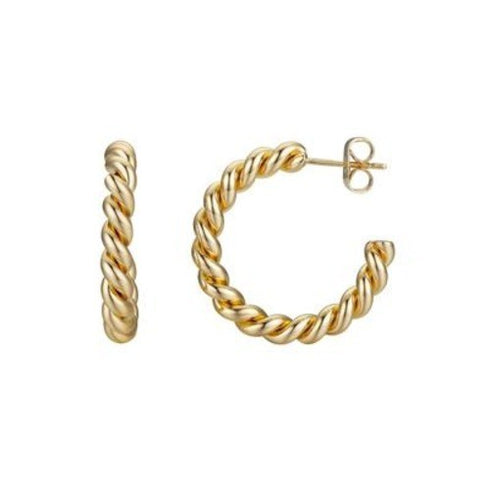 Gold Flash-Plated Twist Hoop Earrings - Gold