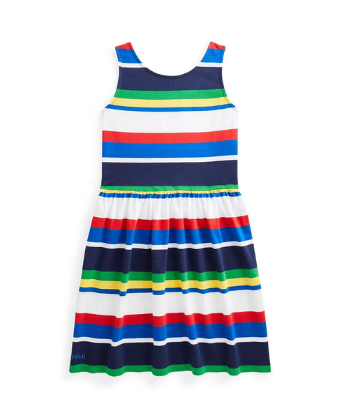 Polo Ralph Lauren Big Girls Striped Jersey Dress Blue Multi Size XL (16)