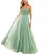 Say Yes to the Prom Juniors' Pearl Embellished A-Line Dress Pale Sage 3