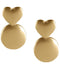 lucky brand earrings heart and circle drop dangle gold tone stud