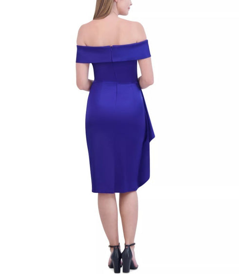 Eliza J Women's Off-The Shoulder Draped Sheath Dress Cobalt 6