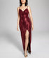 Emerald Sundae Juniors' High Slit Disco Dot Gown Wine S