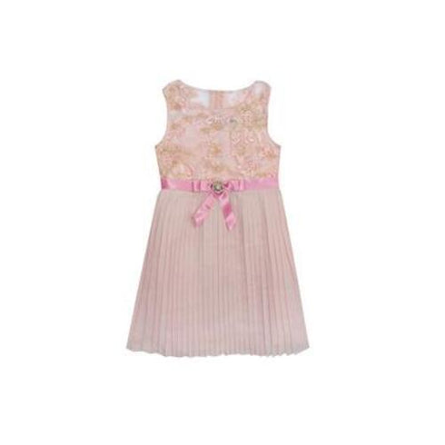 Rare Editions Little Girls Pleated Dress with Embroidered Bodice 6X