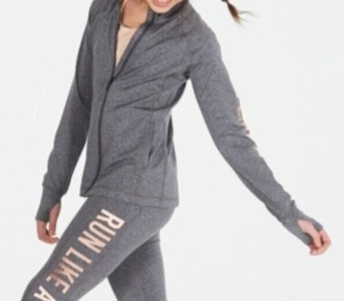 Ideology Big Girls Run Girl Zip-up Jacket Gray Size Small (7/8)