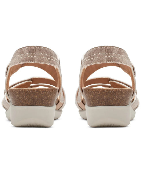 Clarks Women's Calenne Clara Strappy Wedge Sandals Bronze Size 9W