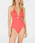 Bar Ill Women's Solid Cutout One-Piece Swimsuit Coral Medium