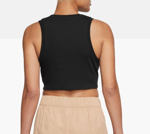Nike Women's Sportswear Essentials Ribbed Cropped Tank Black M