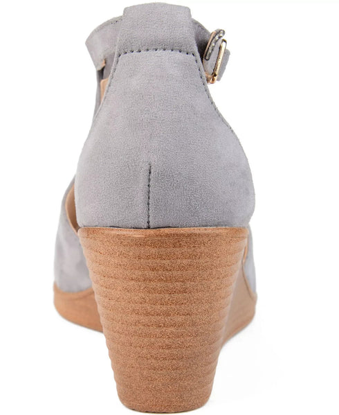 Journee Collection Women's Kedzie Wedge Sandals Gray Size 8.5N