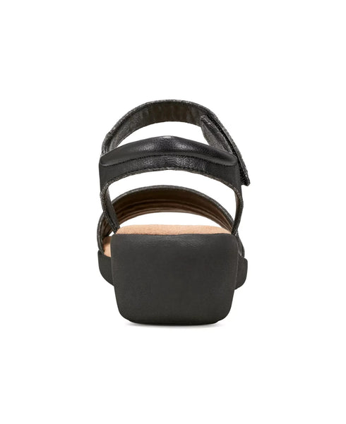 Easy Spirit Women's Kenton Strappy Low Wedge Sandals Black Size 8M