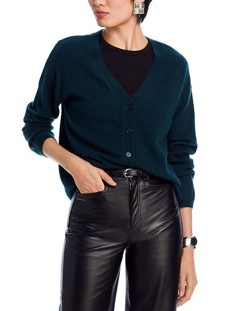 C by Bloomingdale's Cashmere Cashmere V Neck Cardigan Dark Green M