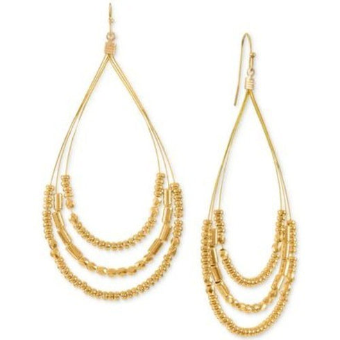 Style & Co Gold-Tone Beaded Triple-Row Pear-Shape Statement Earrings