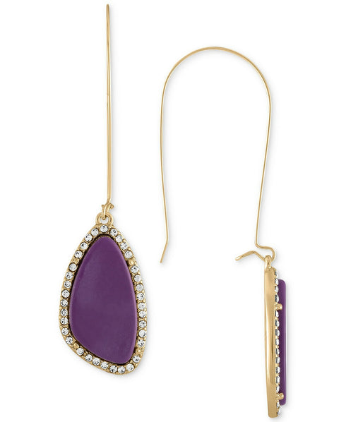 Rachel Roy Gold-Tone Purple Stone Drop Earrings
