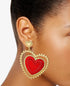 THALIA SODI Gold-Tone Tilted Fabric Heart Drop Earrings