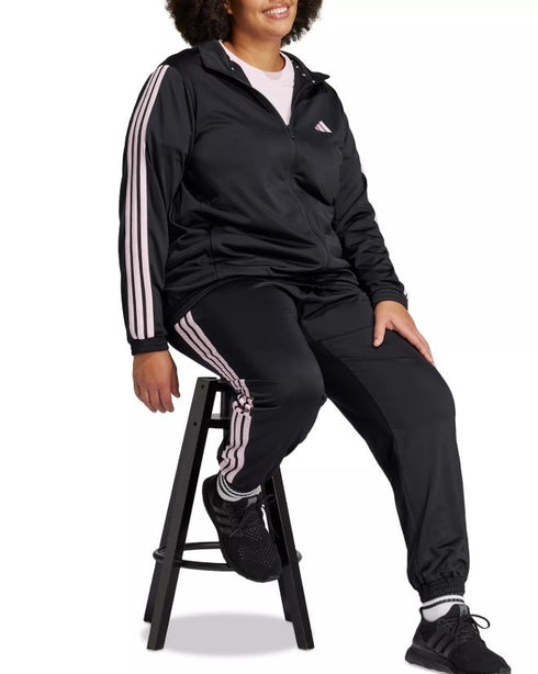 adidas Essentials Tricot Three Stripes Track Jacket Black Clear Pink 3X