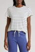 Marine Layer Swing Stripe Crewneck T-Shirt Skipper Blue Stripe Size M