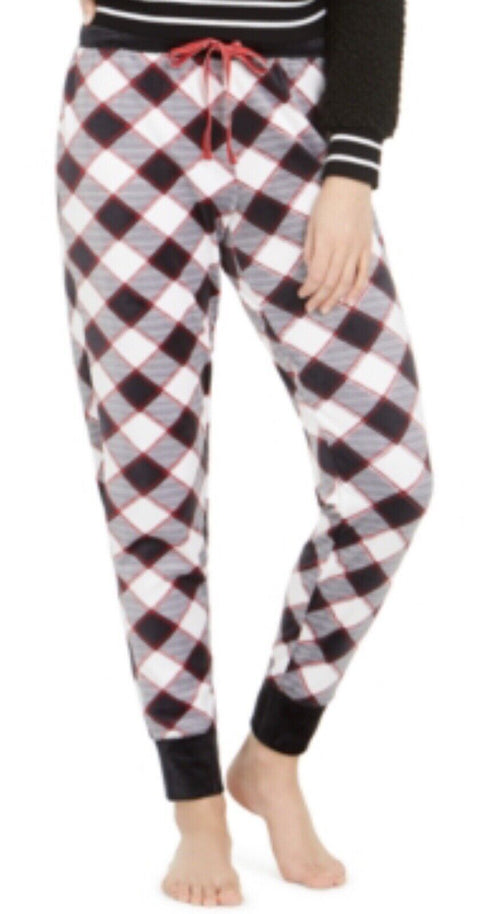 Jenni Women's Velour Check Knit Drawstring Pajama Pants- 2XL