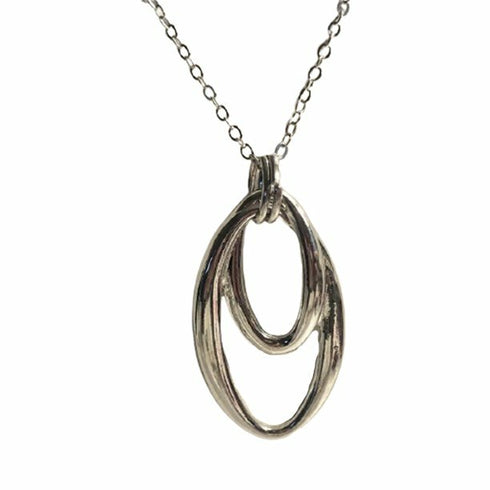 CHARTER CLUB silver-tone double circle pendant necklace 18"