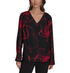 Donna Karan New York Women's Printed V-Neck Blouse Metropolitan Red L