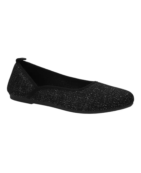 EASY STREET Women's Fe Knit Comfort Flats Black Size 8.5W