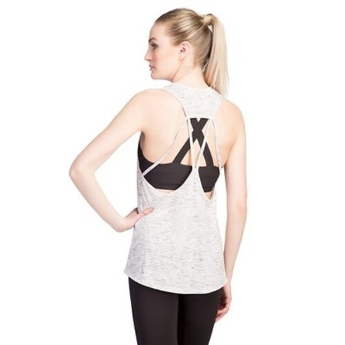 Velvet Rose Open Back Tank, Gray Black Heather Size XL