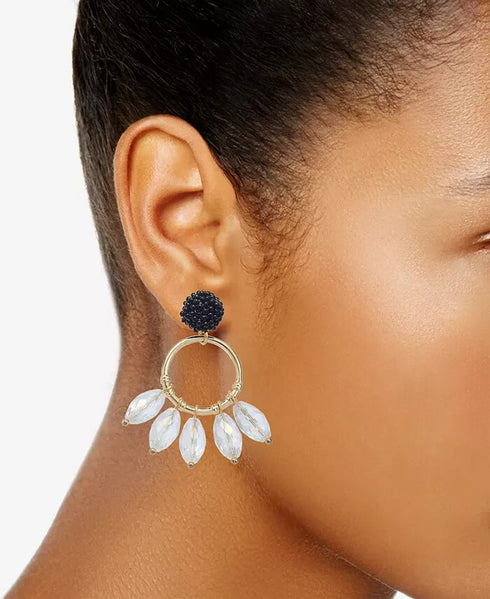 Inc Gold Circle & Shaky Bead Drop Earrings
