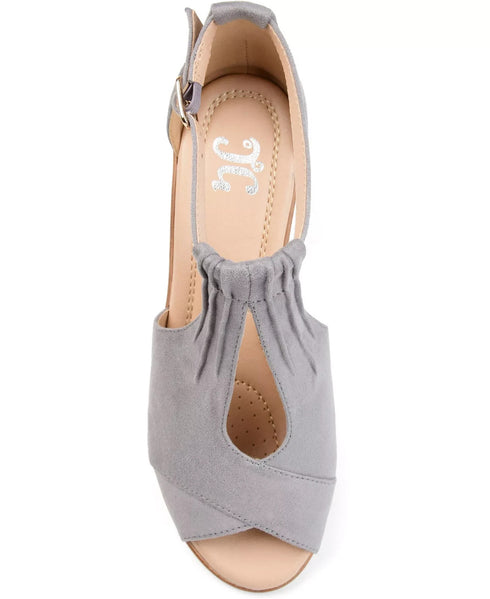 Journee Collection Women's Kedzie Wedge Sandals Gray Size 8.5N