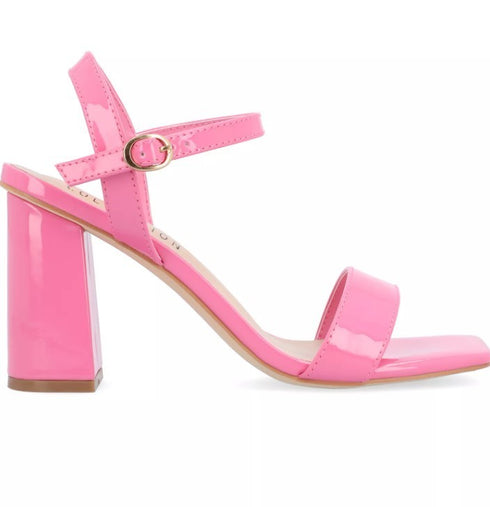 Journee Collection Women's Tivona Square Toe Block Heel Sandals Pink 8M