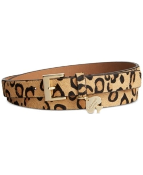 kate spade new york Calf Hair Panel Belt with Logo Charm Large