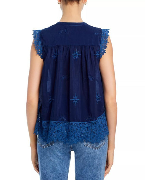 Johnny Was Zahyra Firefly Glow Blouse Blue XS