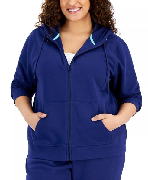 ID Ideology Plus Size Fleece Full-Zip Jacket Tartan Blue 2X