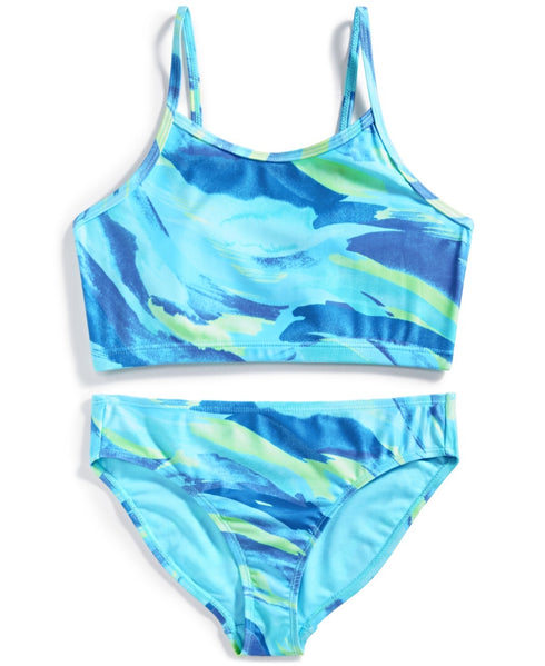ID Ideology Toddler Girls Brushstroke Two Piece Swimsuit Butterfly Blue Size S