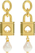 Kate Spade New York Lock And Spade Pearl Drop Earrings Gold