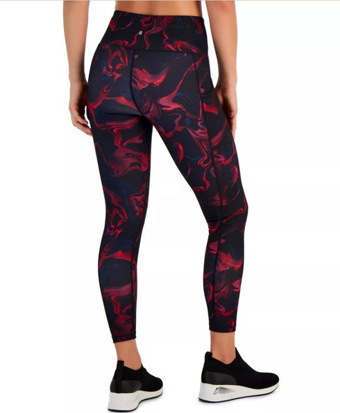 ID Ideology Women's Printed Compression 7/8 Leggings Wine Marble XS