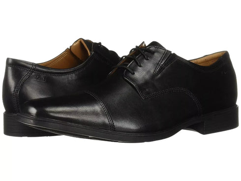 Clark's Man's Oxfords Tilden Cap Shoe Black Leather Size 8.5M