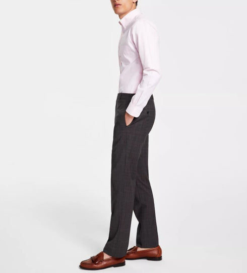 B By Brooks Brothers Men's Classic-Fit Wool Blend Suit Pant Brown Plaid 34x30