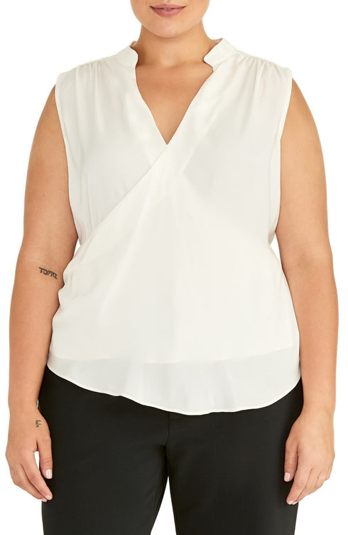 Rachel Roy Collection Faux Wrap Top Size 3X - Ivory