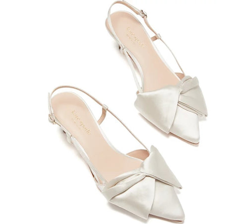Kate Spade New York Marseille Kitten Heel Pointed Toe Dress Pumps Ivory 10M
