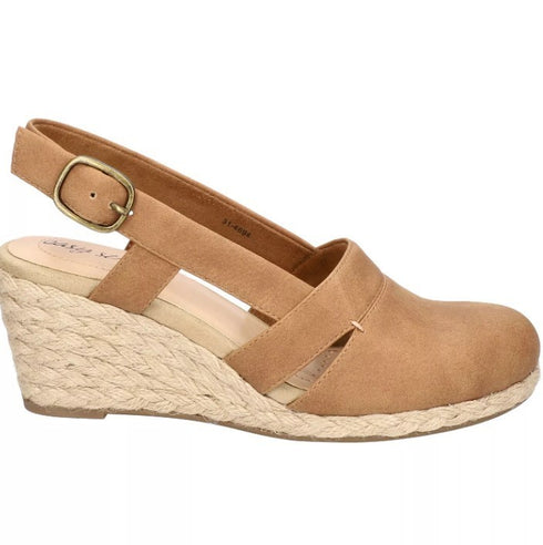 Easy Street Womens Wedge Sandals Stargaze Slingback Espadrille Tan 10M