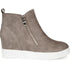Journee Collection Women's Pennelope Wedge Sneakers Taupe Zip 10 M