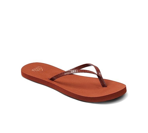 REEF Women s Bliss Nights Solid Flat Leather Flip-flops Brunette 8M