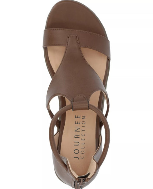 Journee Collection Womens Sandals Wedge Solid Trayle Brown 8.5M