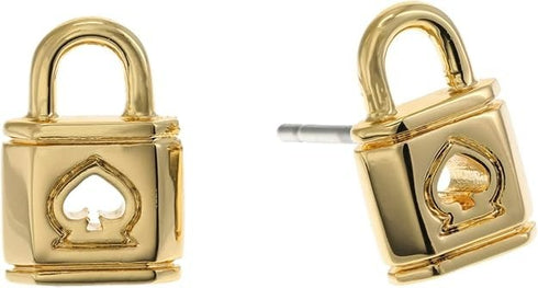 Kate Spade Gold Tone Lock & Spade Padlock Stud Earrings NWT